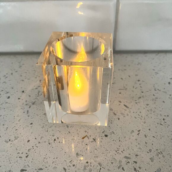 Oleg Cassini Cathedral Mosaic 2 3/4" Crystal Box Cross Vintage Tea Light - Picture 4 of 8